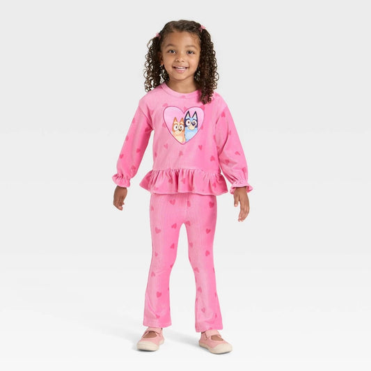 Bluey Toddler Girls' Velour Top and Pants Set 5T Pink