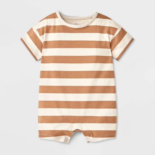Cat & Jack Baby Boys' Striped Romper Tan 18M