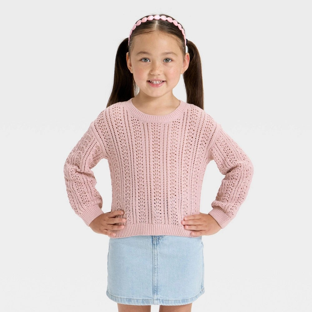 Cat & Jack Toddler Girls' Lightweight Sweater Light Pink 2T