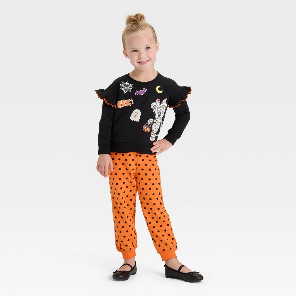 Disney Mickey Mouse Minnie Halloween Set 4T Orange/Black girl