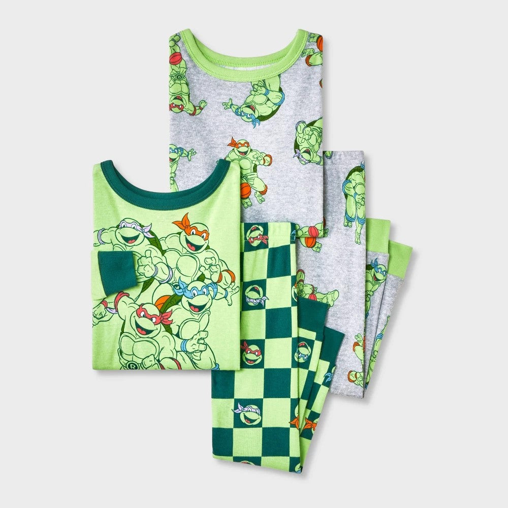 Teenage Mutant Ninja Turtles Boys' 4-Piece Cotton Pajama Set - Green - 5T (Boy)
