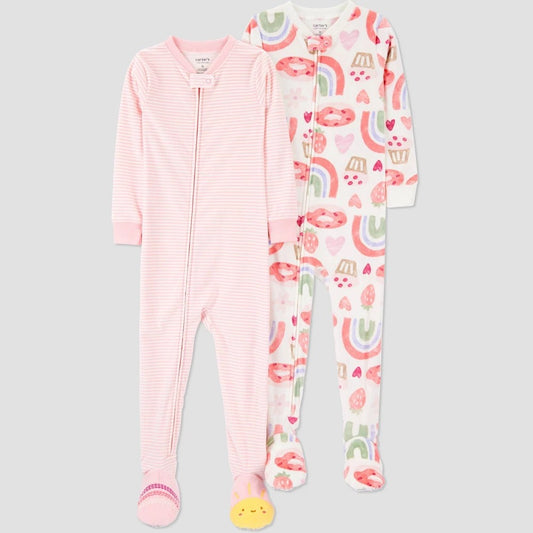 Carter's Toddler Girls' 2pk Velour Footed Pajamas 12M Pink