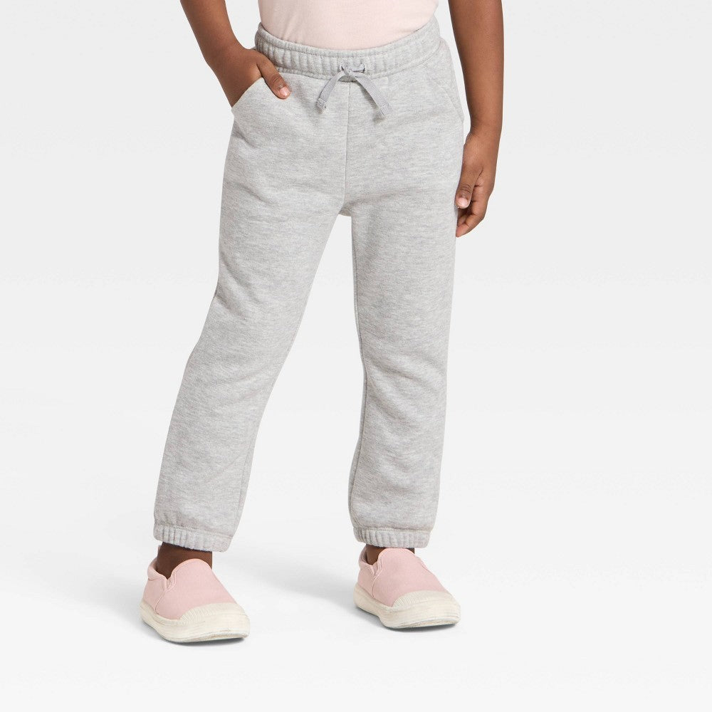 Cat & Jack Toddler Girls' Fleece Jogger Pants 3T Heather Gray