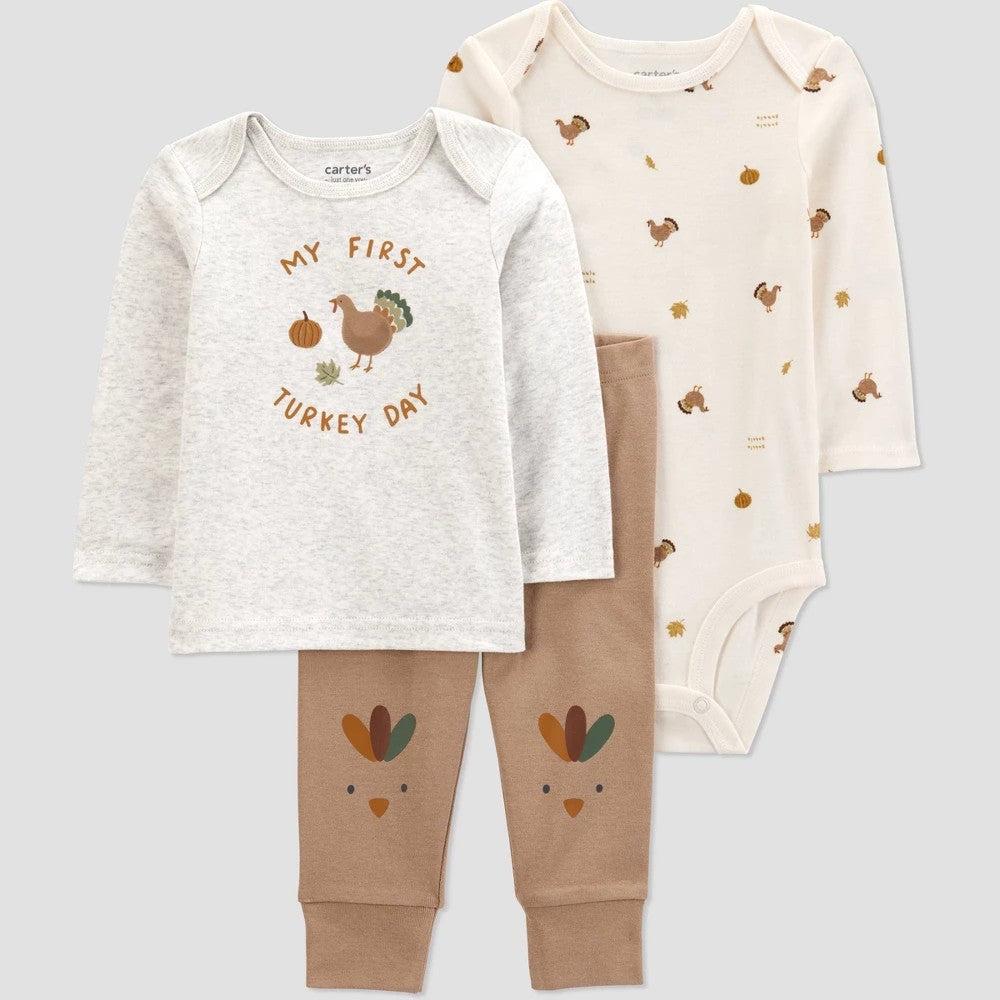Carter's Baby  Boys 3pc Thanksgiving Outfit Size 3M