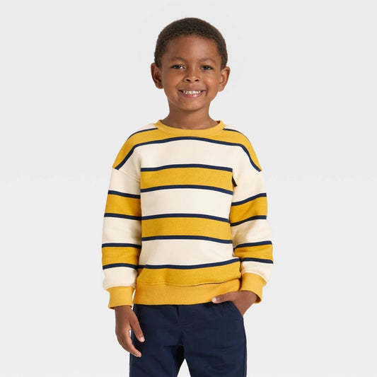 Cat & Jack Toddler Boys' Fleece Sweatshirt Gold/Cream 5T