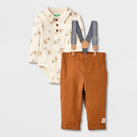 Disney Winnie The Pooh Bodysuit & Pants Set, Brown 0-3M boys