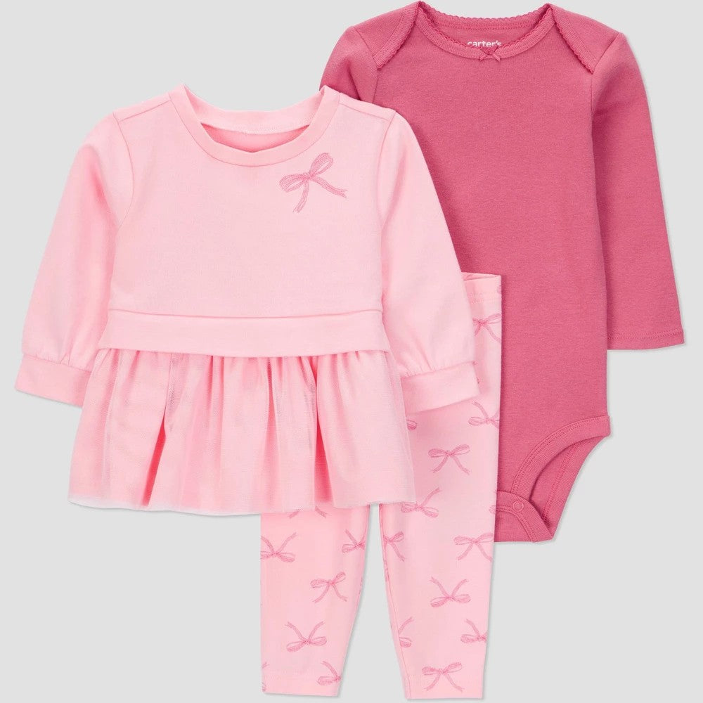 Carter's Baby Girls' 3pc Bows Top & Bottom Set 9M