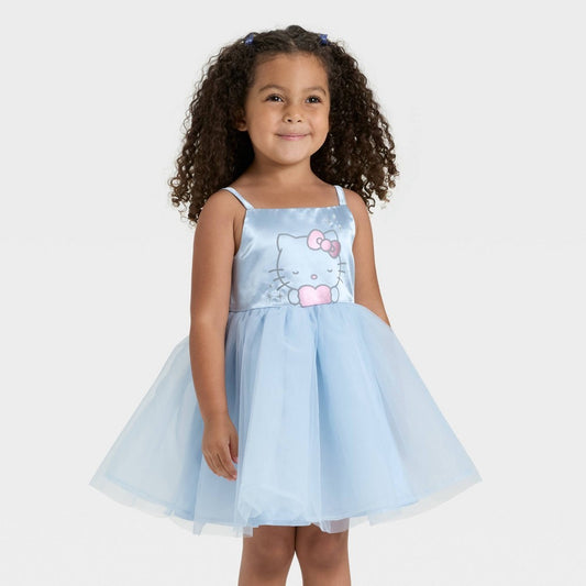 Sanrio Hello Kitty Tulle Dress for Toddler Girls, Blue 2T