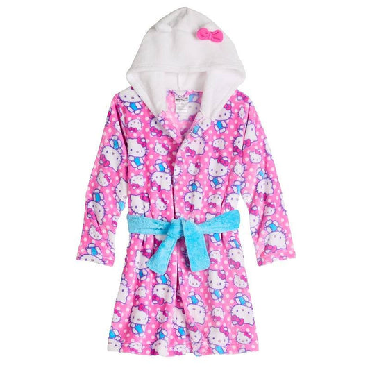 Hello Kitty Girls Robe Pajamas Bathrobe Costume Hoodie Cover Up 4