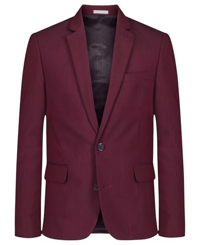 Calvin Klein Boys' Blazer Suit Jacket, 2-Button Single Breasted Closure, Buttoned Cuffs & Front Flap Pockets, Dark Red, 16