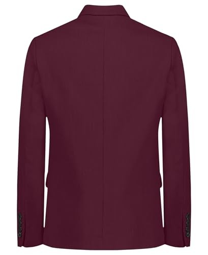 Calvin Klein Boys' Blazer Suit Jacket, 2-Button Single Breasted Closure, Buttoned Cuffs & Front Flap Pockets, Dark Red, 16