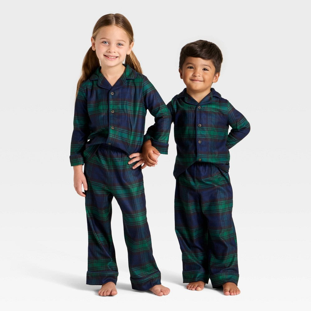 Wondershop Toddler Navy Blue Plaid Pajama Set 3T boys
