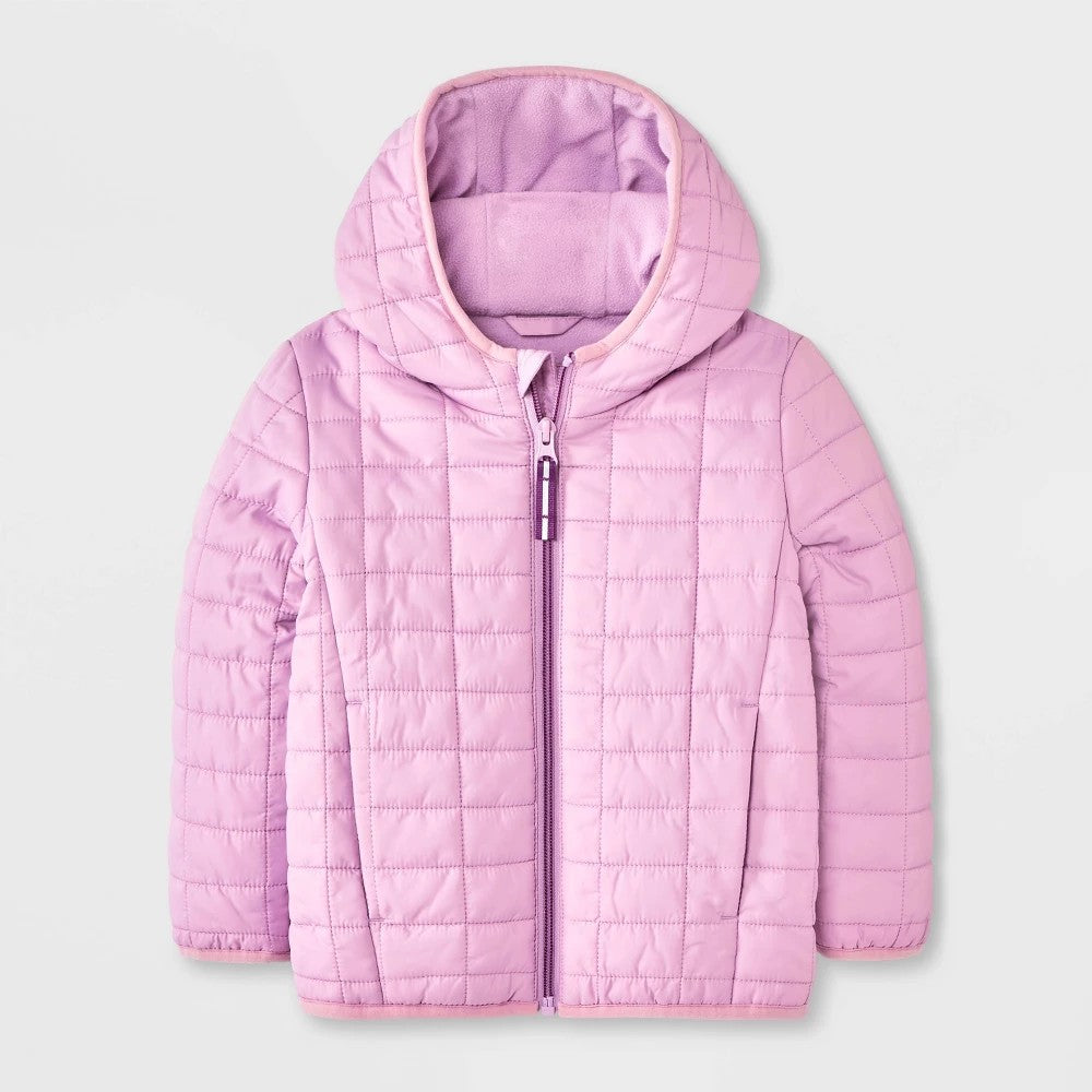 Cat & Jack Toddler Girls' Hooded Puffer Jacket Mauve 4T