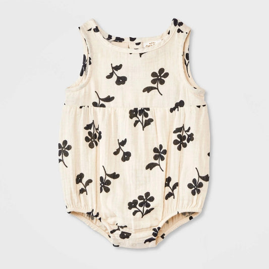 Cat & Jack Baby Girls' Floral Tank Romper Cream Newborn