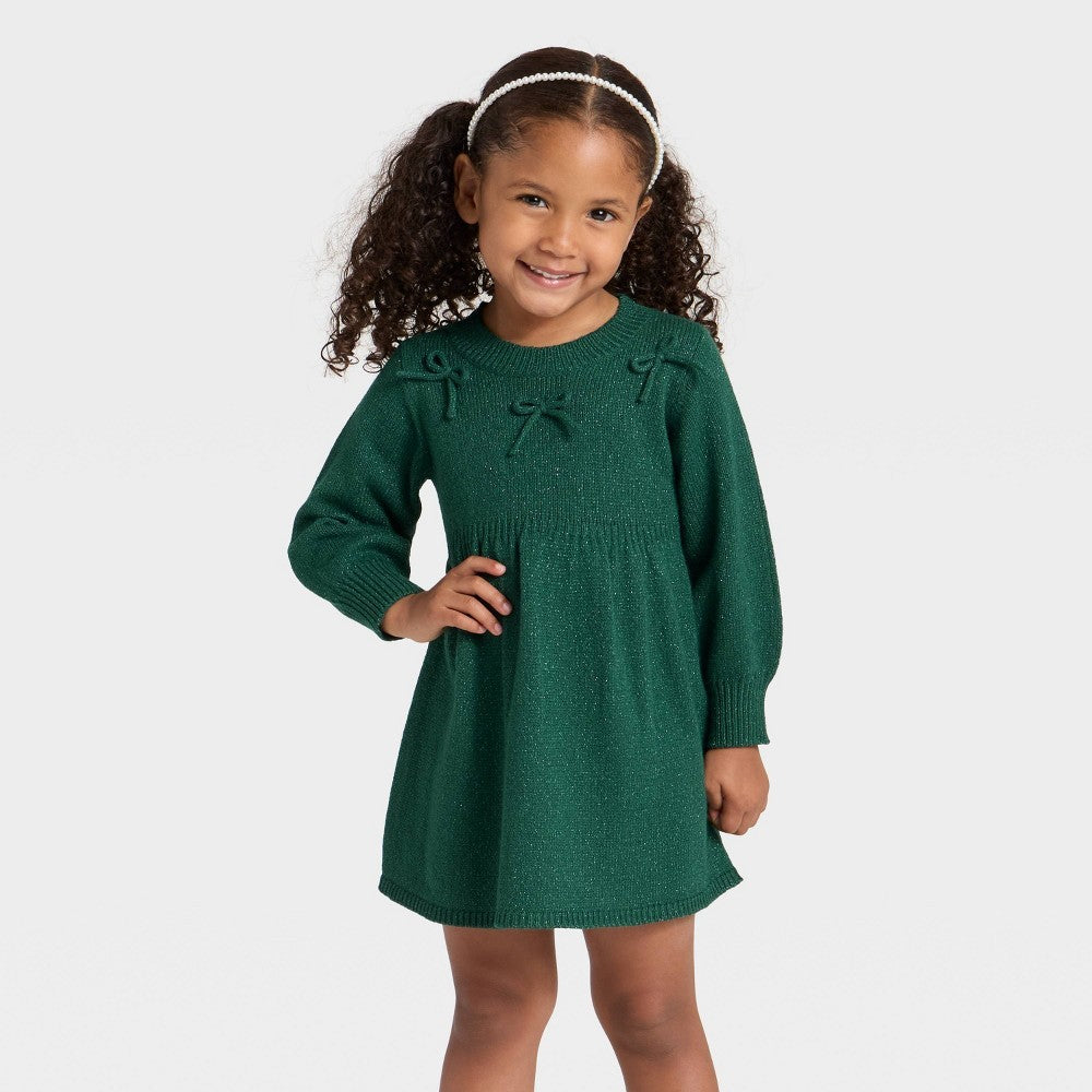 Cat & Jack Toddler Girls' Sweater Dress Dark Green 2T