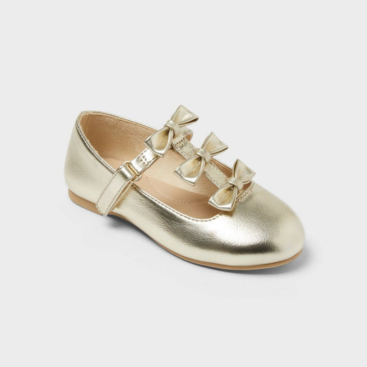 Cat & Jack Toddler Girls' Eliana Mary Jane Flats Gold 12T