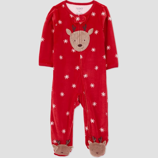 Carter's girl Baby Holiday Reindeer Sleep N' Play - Red Newborn
