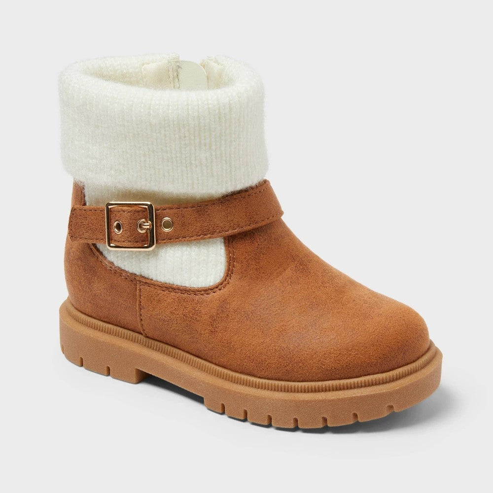 Cat & Jack Toddler Girls' Trista Zippered Booties Cognac 12T