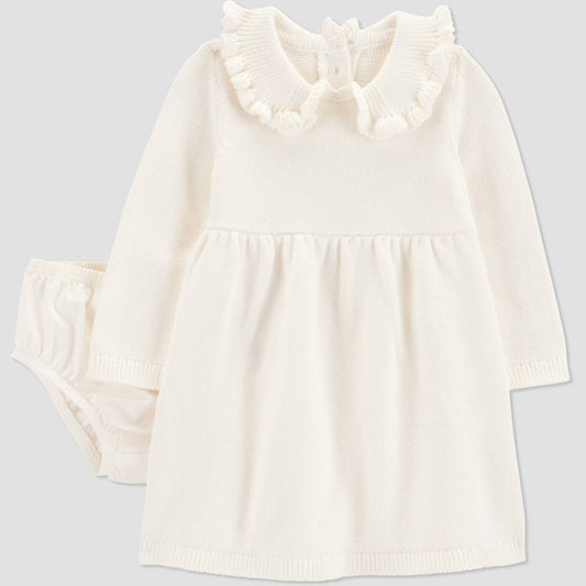 Carter's Baby Girls' Ruffle Sweater Dress 9M Ivory