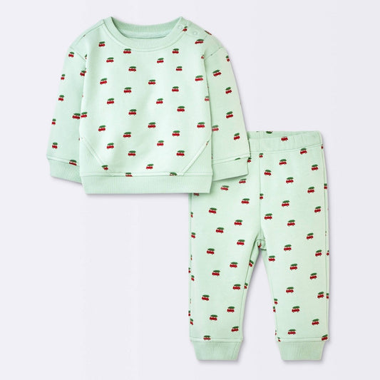 Cloud Island Baby Christmas Fleece Set - Mint Green Newborn boys