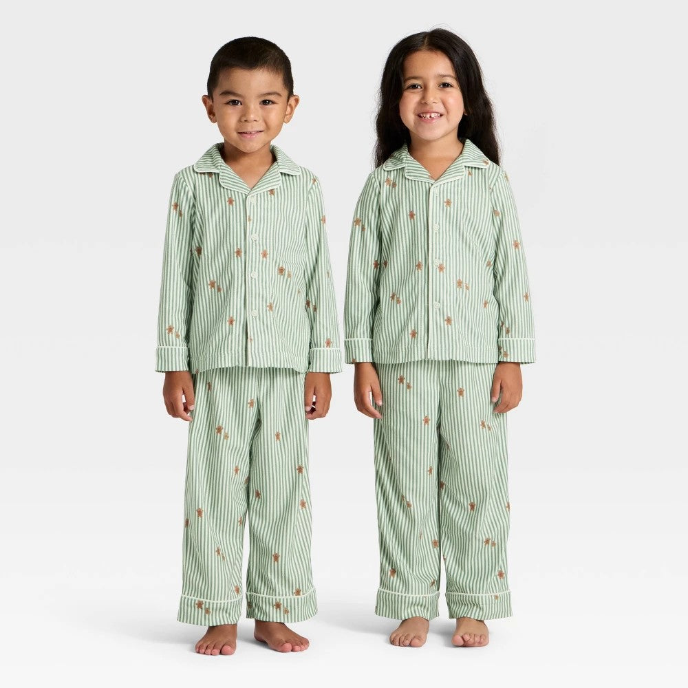 Wondershop  Gingerbread Striped Long Sleeve Shirt and Pants Holiday Pajama Set boy 18M