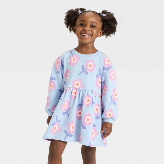 Cat & Jack Toddler Girls' French Terry Dress Blue 18M