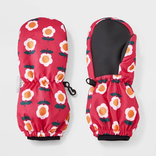 Cat & Jack Girls' Floral Mittens Pink 12-24 M