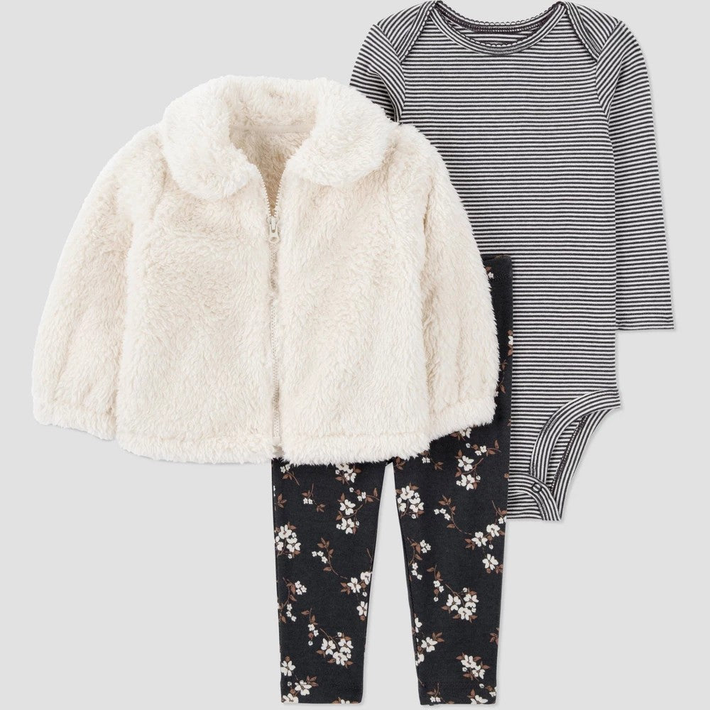 Carter's Baby Girls' 3pc Jacket, Bodysuit, Leggings Set - 9M