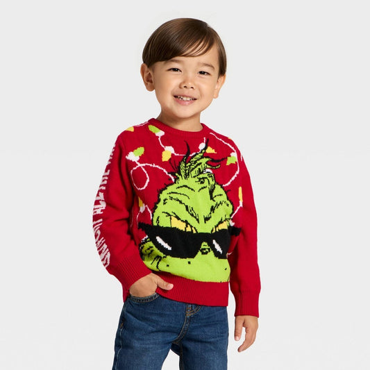 The Grinch Toddler Boys' Christmas Sweater Sunglasses - Red 18M