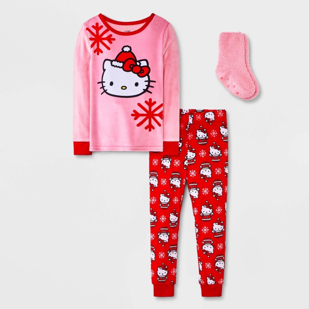 Hello Kitty Toddler Girls' 2pc Pajama Set with Socks - Pink 2T