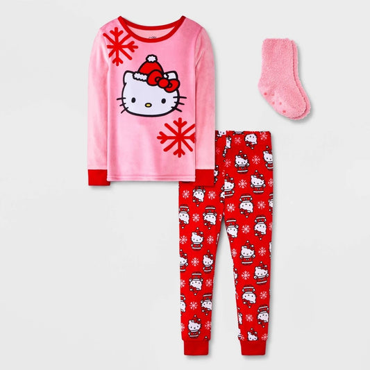 Hello Kitty Toddler Girls' 2pc Pajama Set with Socks - Pink 2T