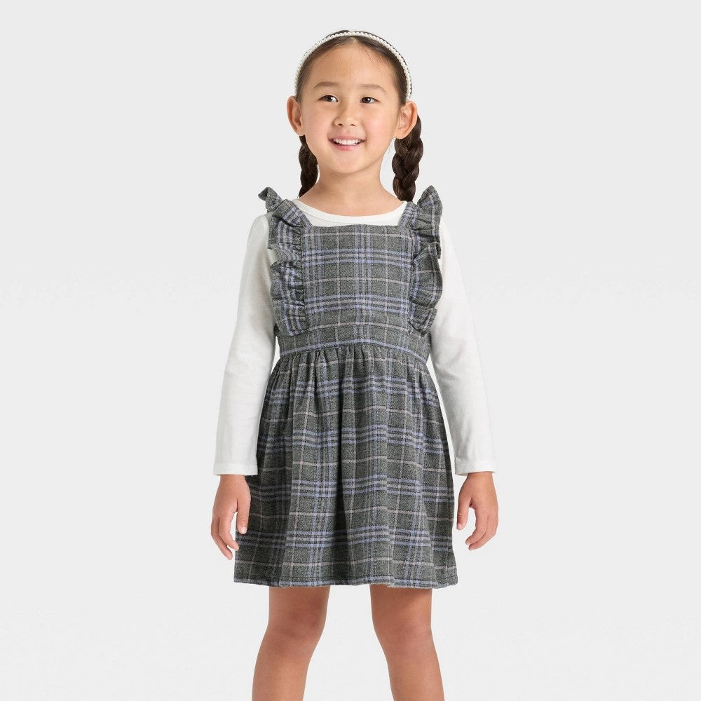 OshKosh B'gosh Toddler Girls' Plaid Skirtall Set - 5T Gray/White