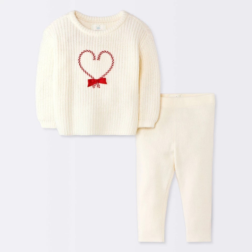 Cloud Island Baby Girls' Christmas Candy Cane Set 6-9M