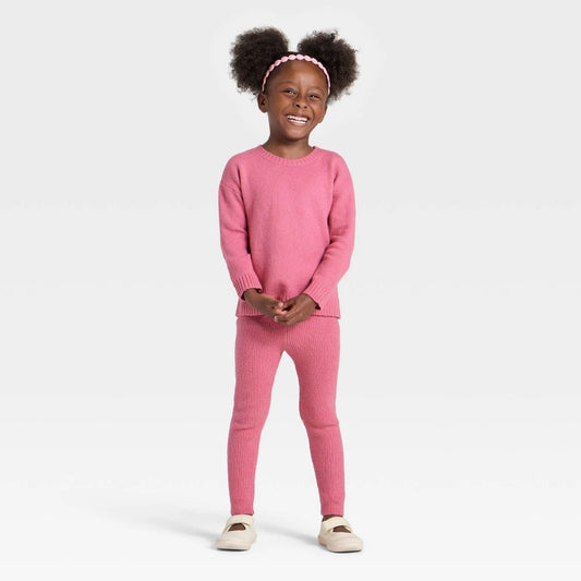 Cat & Jack Toddler Girls' Sweater Set Rose Pink 18M