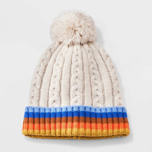Cat & Jack Toddler Boys' Cable Knit Striped Beanies 2T-5T