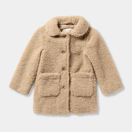 Cat & Jack Toddlers' girl Teddy Fleece Overcoat Light Brown 18M