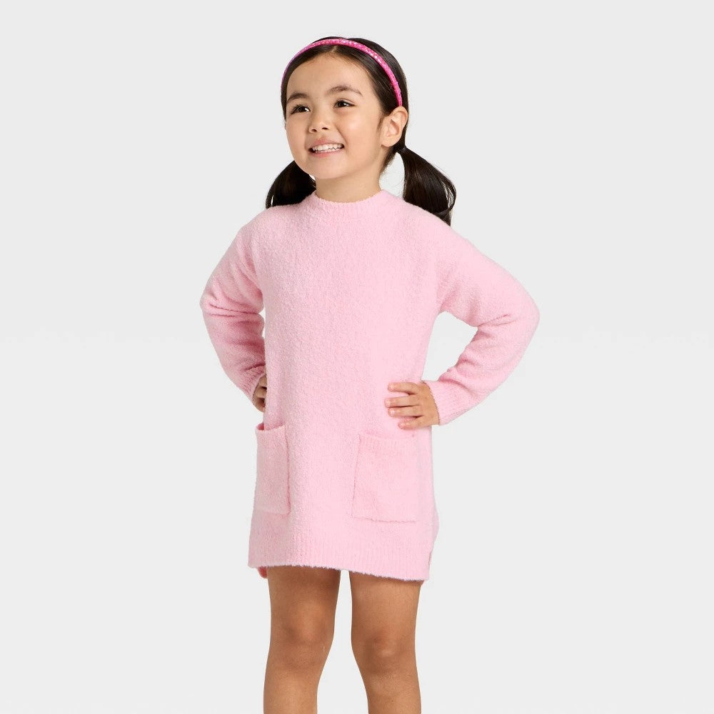 Cat & Jack Toddler Girls' Long Sleeve Dress, Light Pink 18M