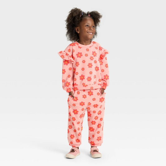Cat & Jack Toddler Girls' French Terry Set Peach 5T