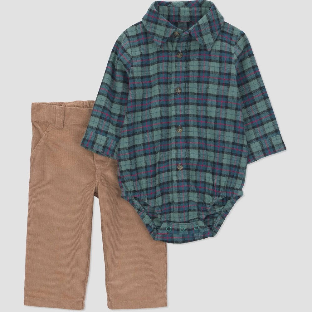 Carter's Newborn Boys' 2pc Plaid Bodysuit Set