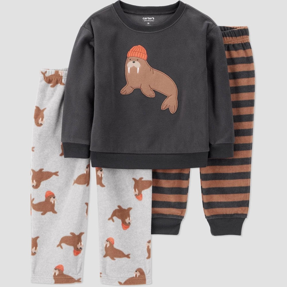 Carter's Toddler Boys' 3pc Walrus Fleece Pajama Set 18M