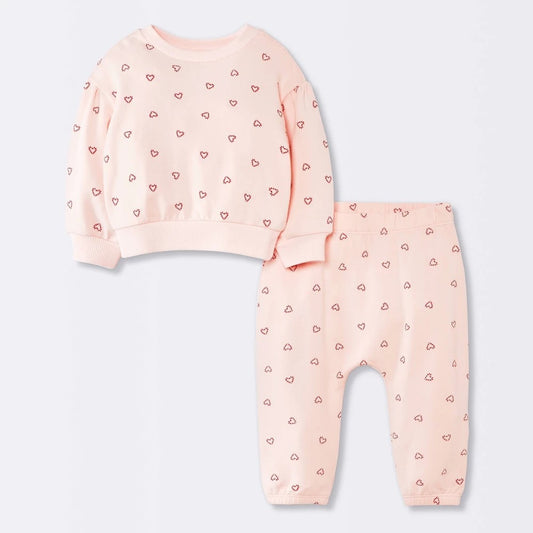 Cloud Island Baby Girls' Christmas Candy Cane Fleece Set 18M