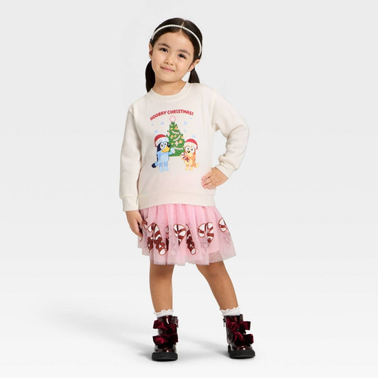 Bluey Toddler Girls' 2pc Christmas Fleece Set - Pink/Ivory 2T