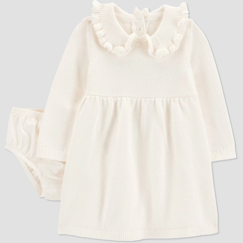 Carter's Baby Girls' Ruffle Sweater Dress 6M Ivory