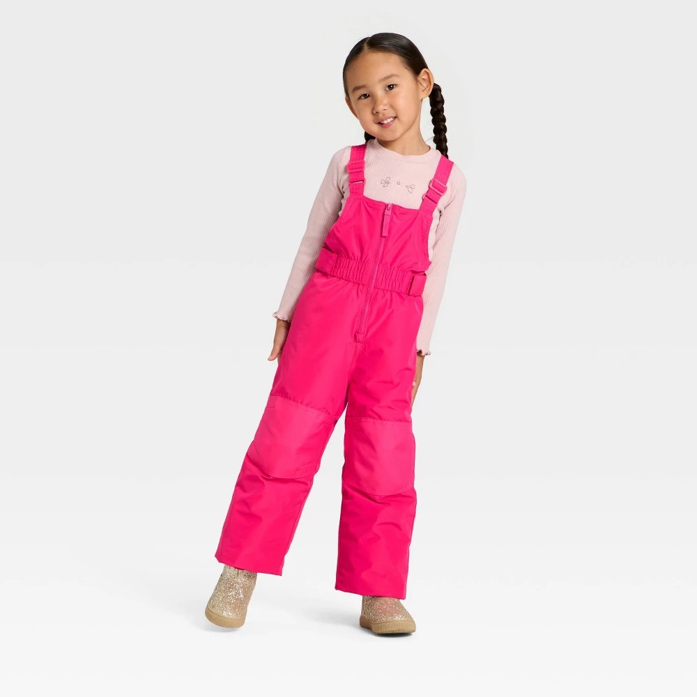 Cat & Jack Toddler Girls' Solid Pink Snow Bib 3T