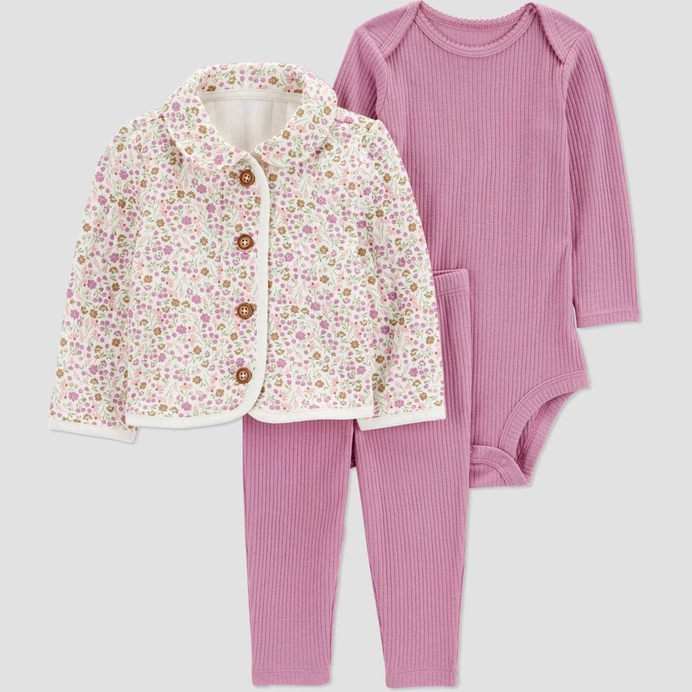 Carter's Baby Girls' 3pc Floral Jacket Set - size 3M