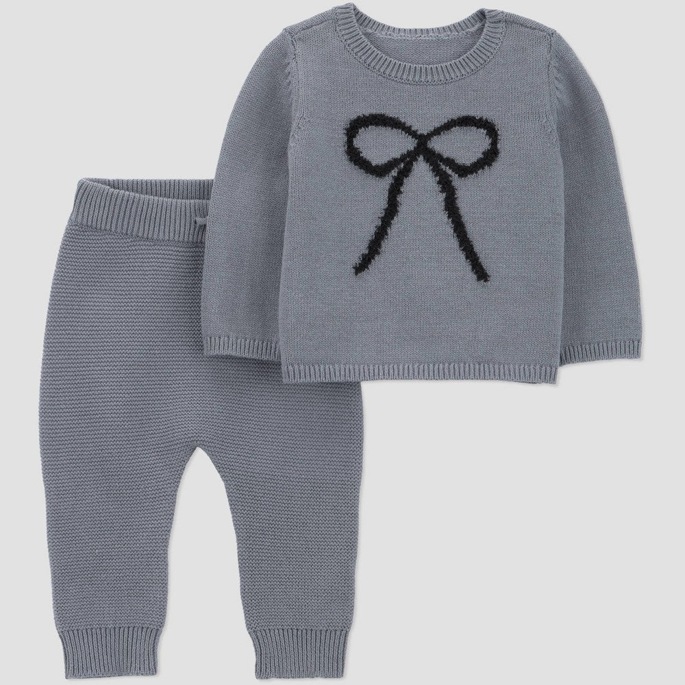 Carter's  Baby Girls' 2pc Bow Sweater Set 3M Gray