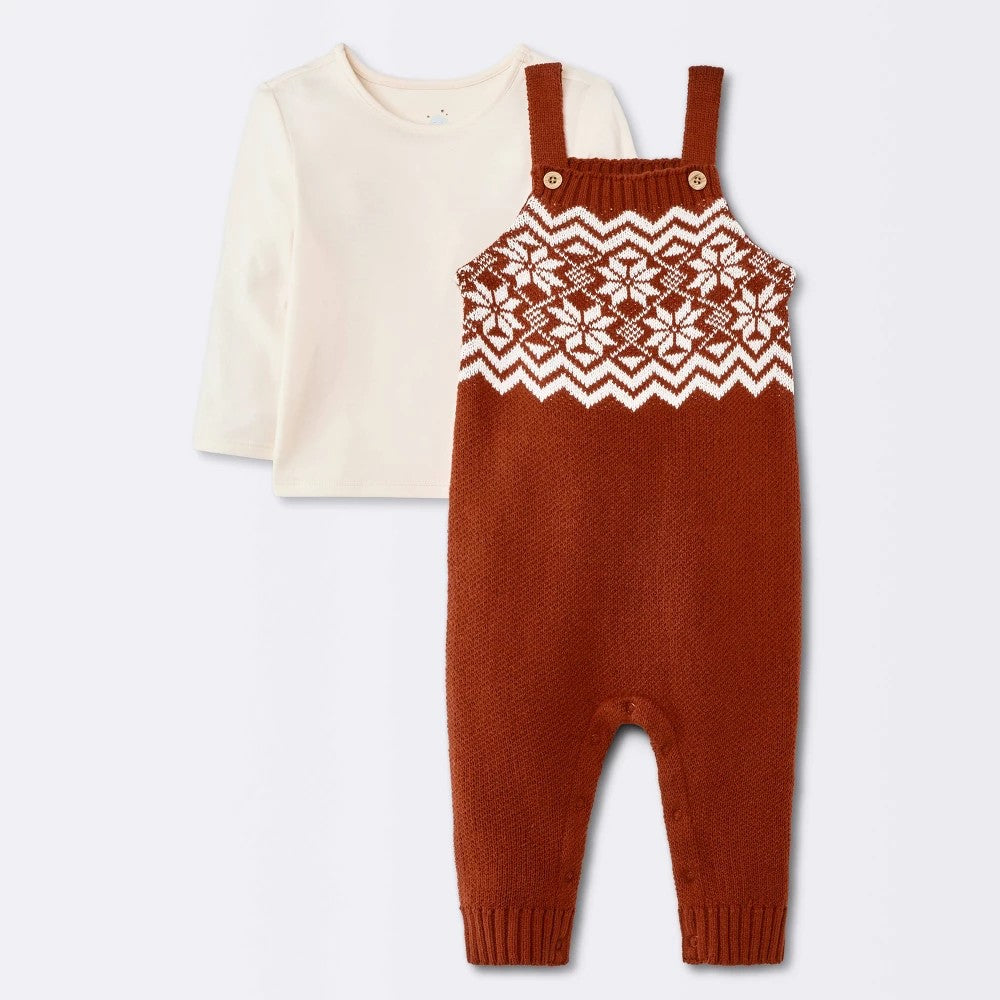 Cloud Island Baby Christmas T-Shirt and Overalls Set boys newborn