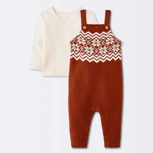 Cloud Island Baby Christmas T-Shirt and Overalls Set boys newborn
