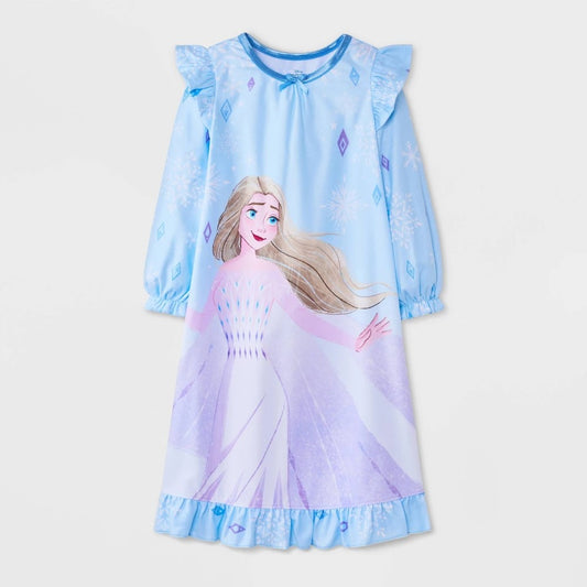 Disney Elsa Toddler Nightgown Blue Snowflakes Size 5T