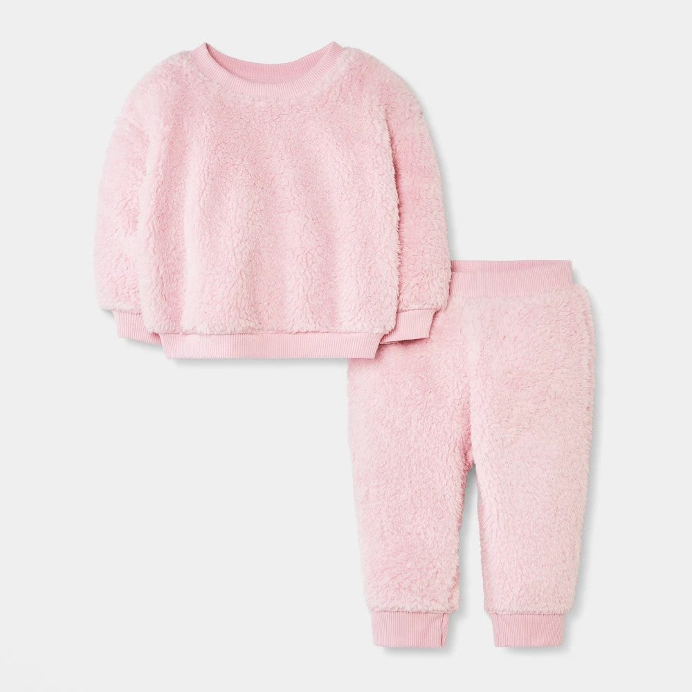 Cat & Jack Baby Girls' 2pc Pink Sweatshirt and Joggers Set 0-3M